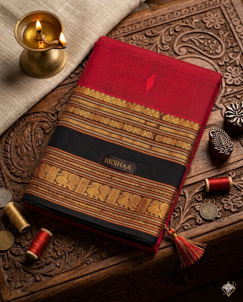 Maroonish Red Kanchi Cotton Saree - WK77-0039